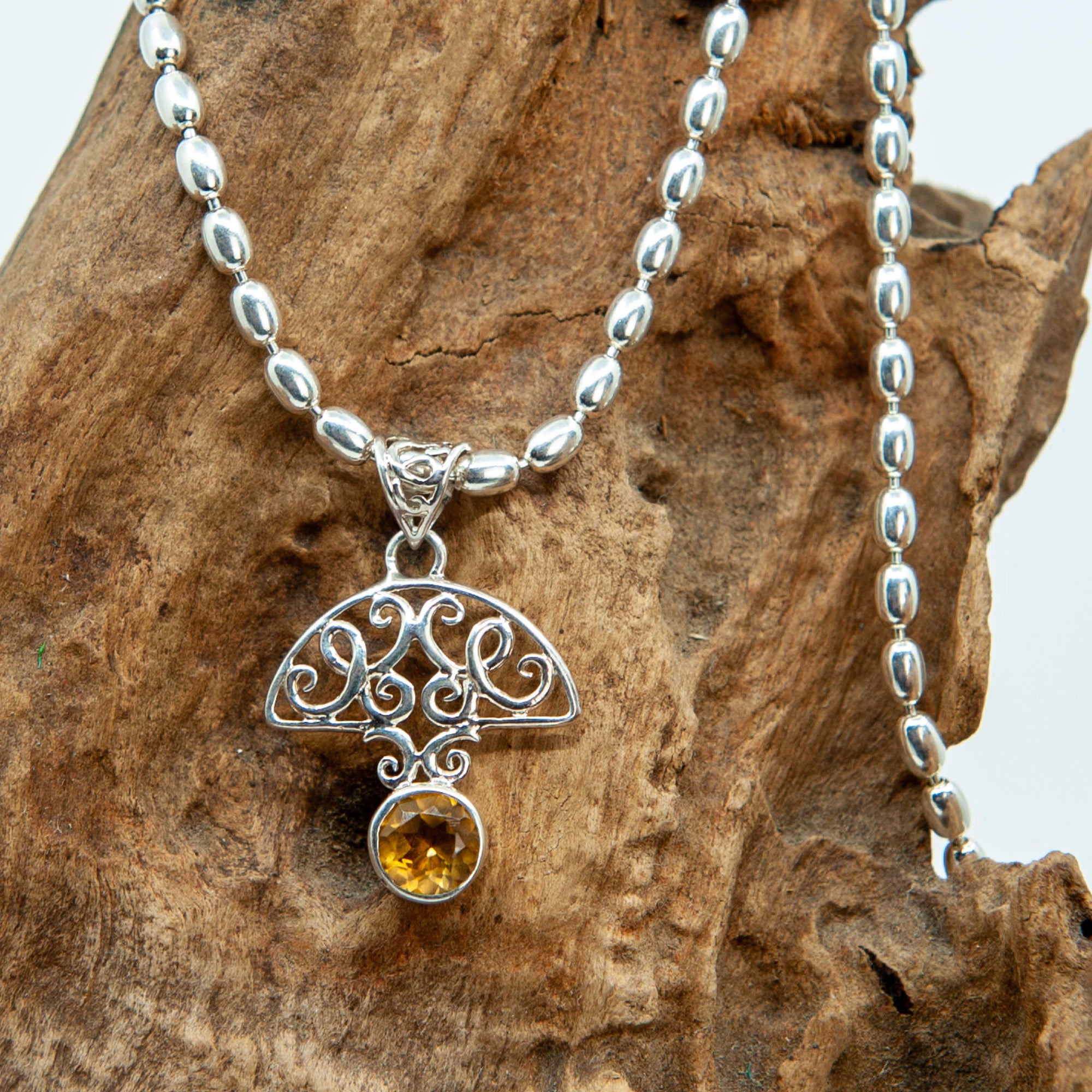 Citrine Half Circle Pendant