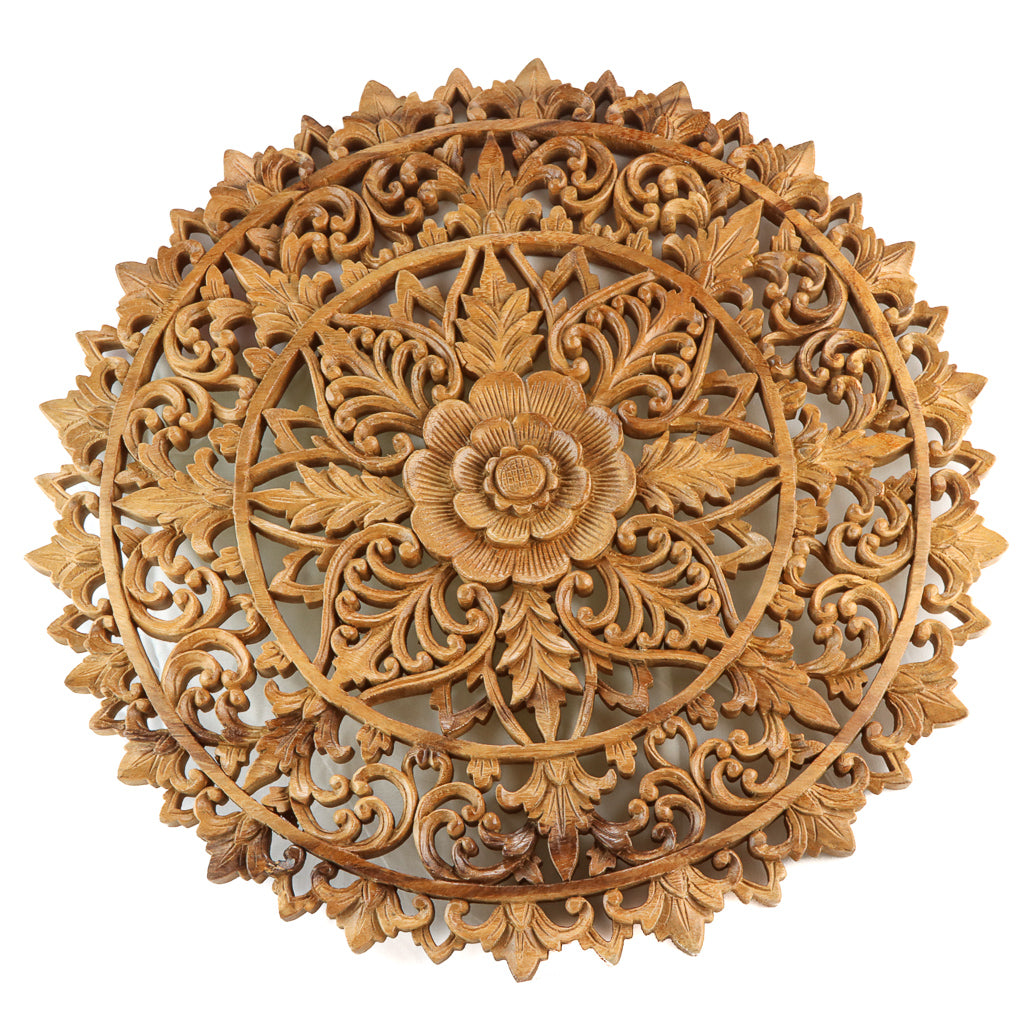 Medium Brown Suar Mandala Panel