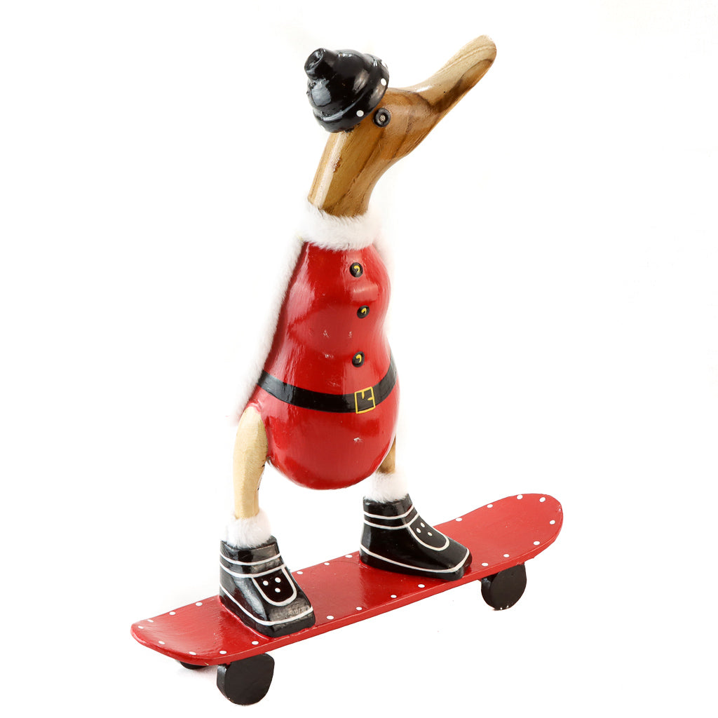 Bamboo Root Santa Duck on Skateboard
