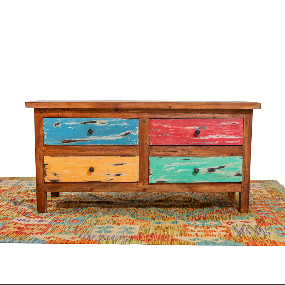 Reclaimed Teak Media Unit and Organizer