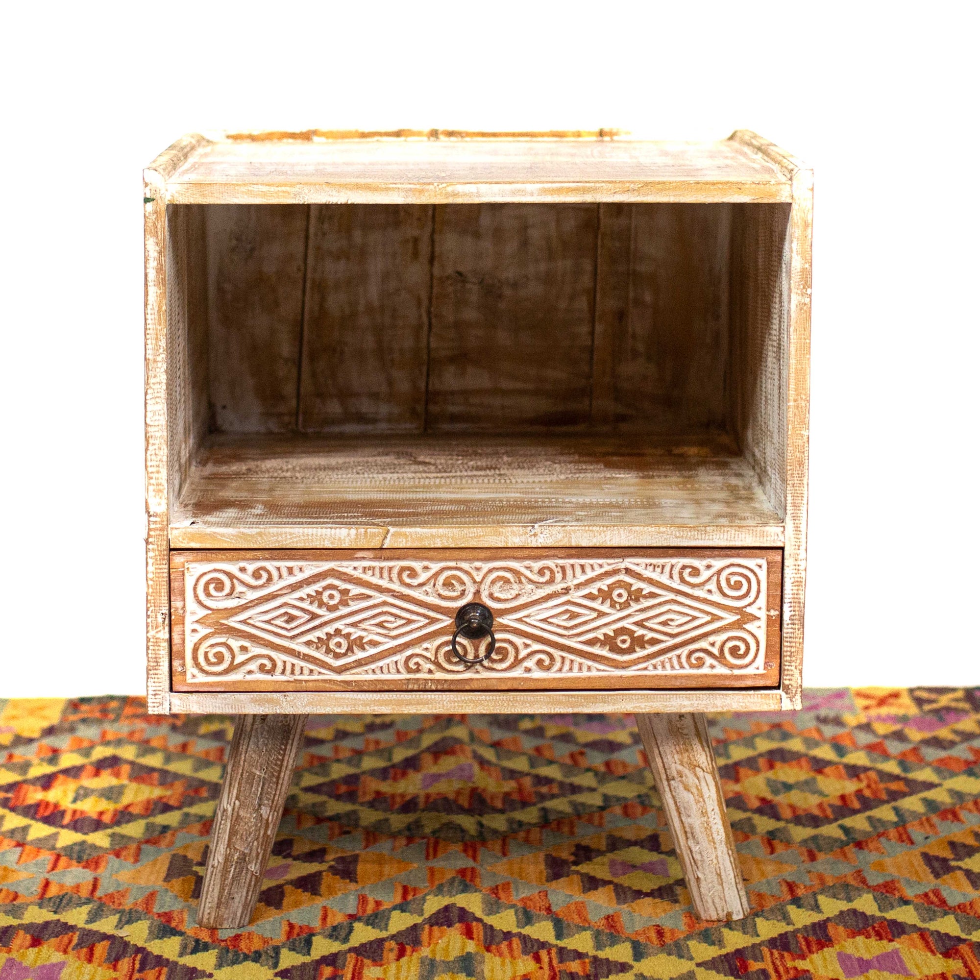 Photo of Balinese Console With Drawer - White Wash