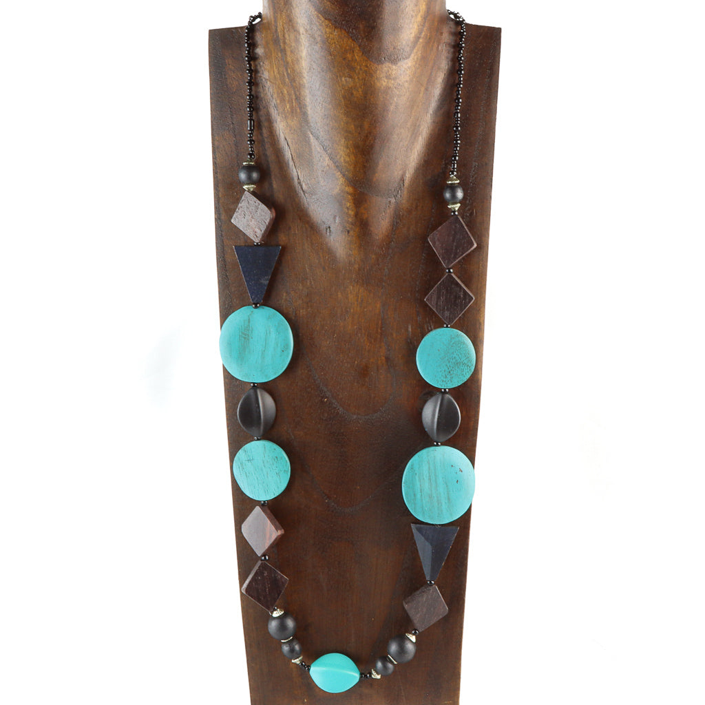 Wooden Legian Necklace - Turquoise/Brown
