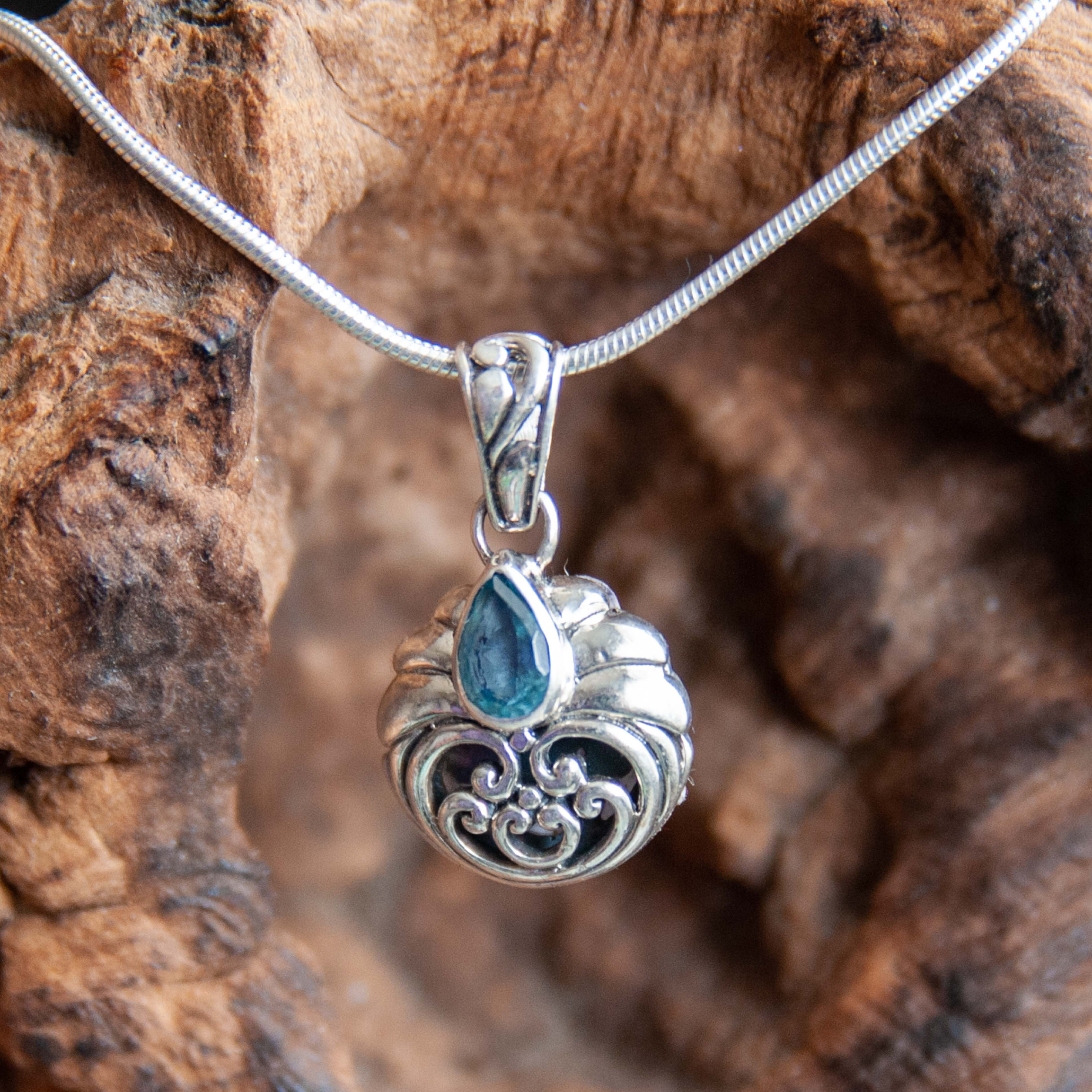 Blue Topaz Shell Pendant One World Bazaar