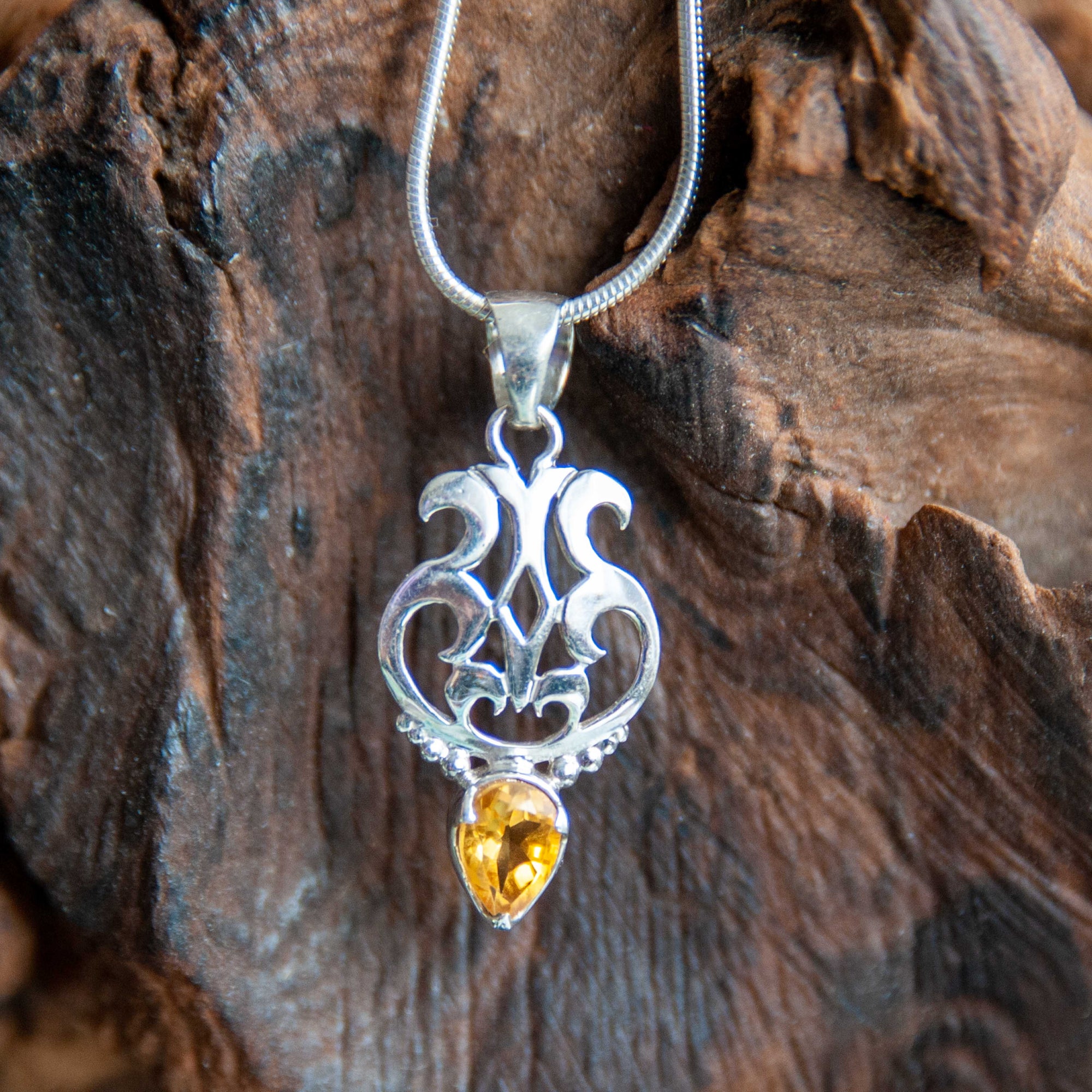 Citrine Scroll Pendant