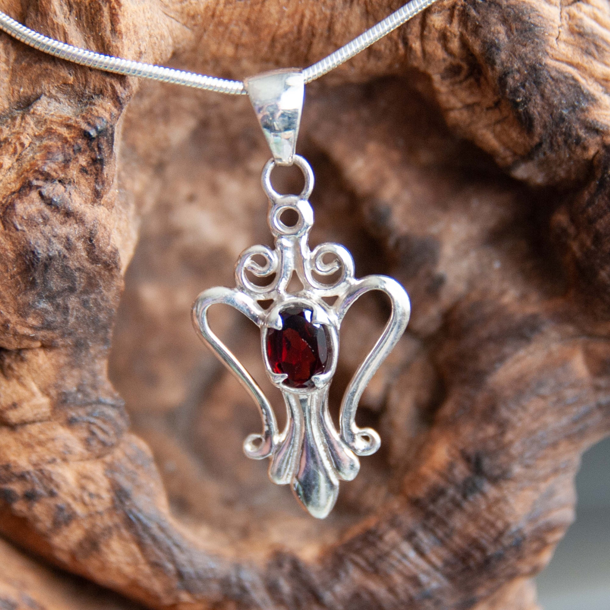 Garnet Fleur Pendant