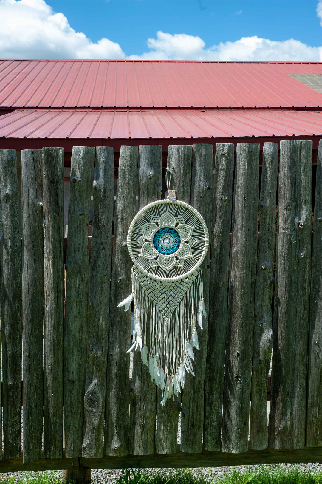 Tenture Murale Attrape Rêve en Macramé - Fleur Silang (bleu)