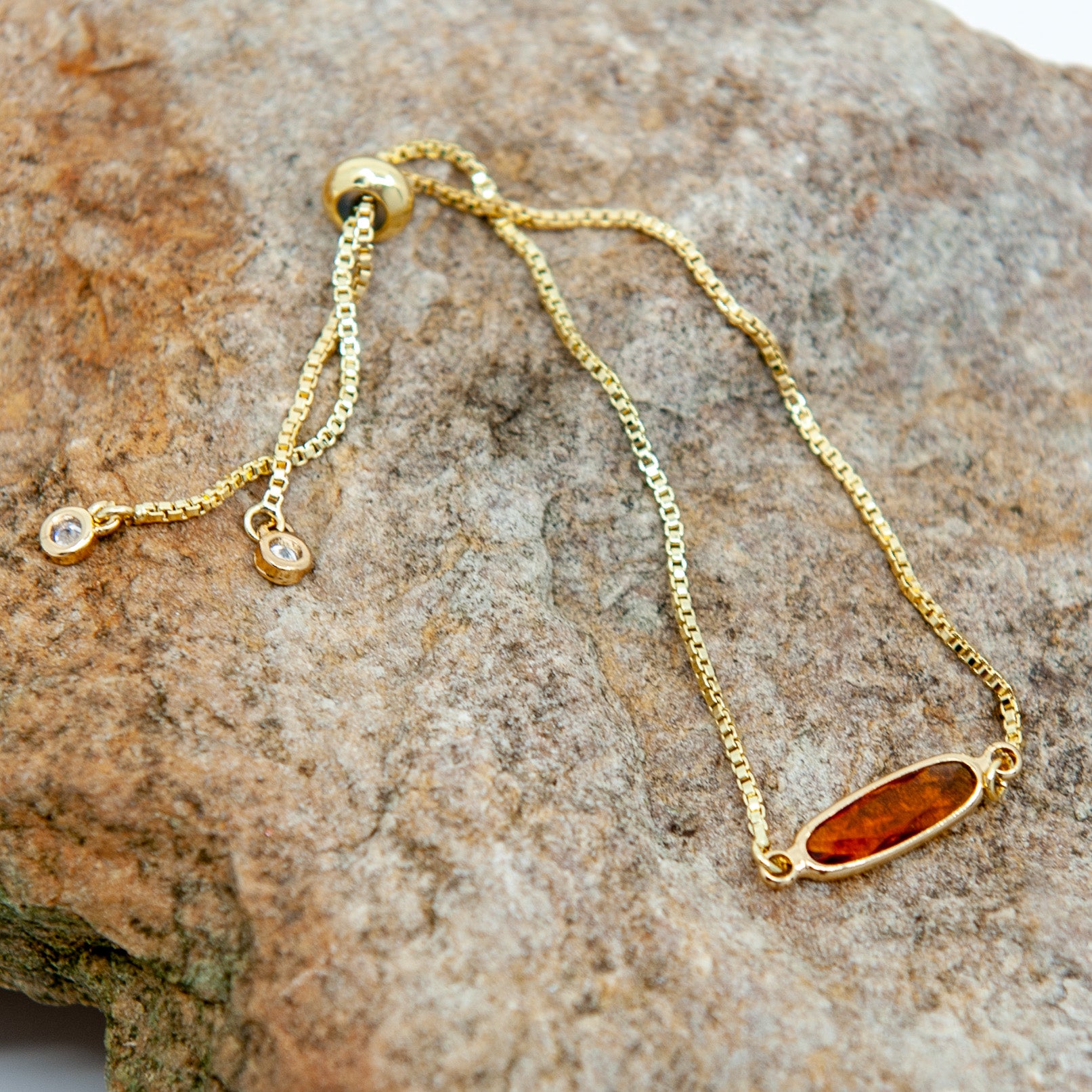 Oblong Glass Bracelet - Amber