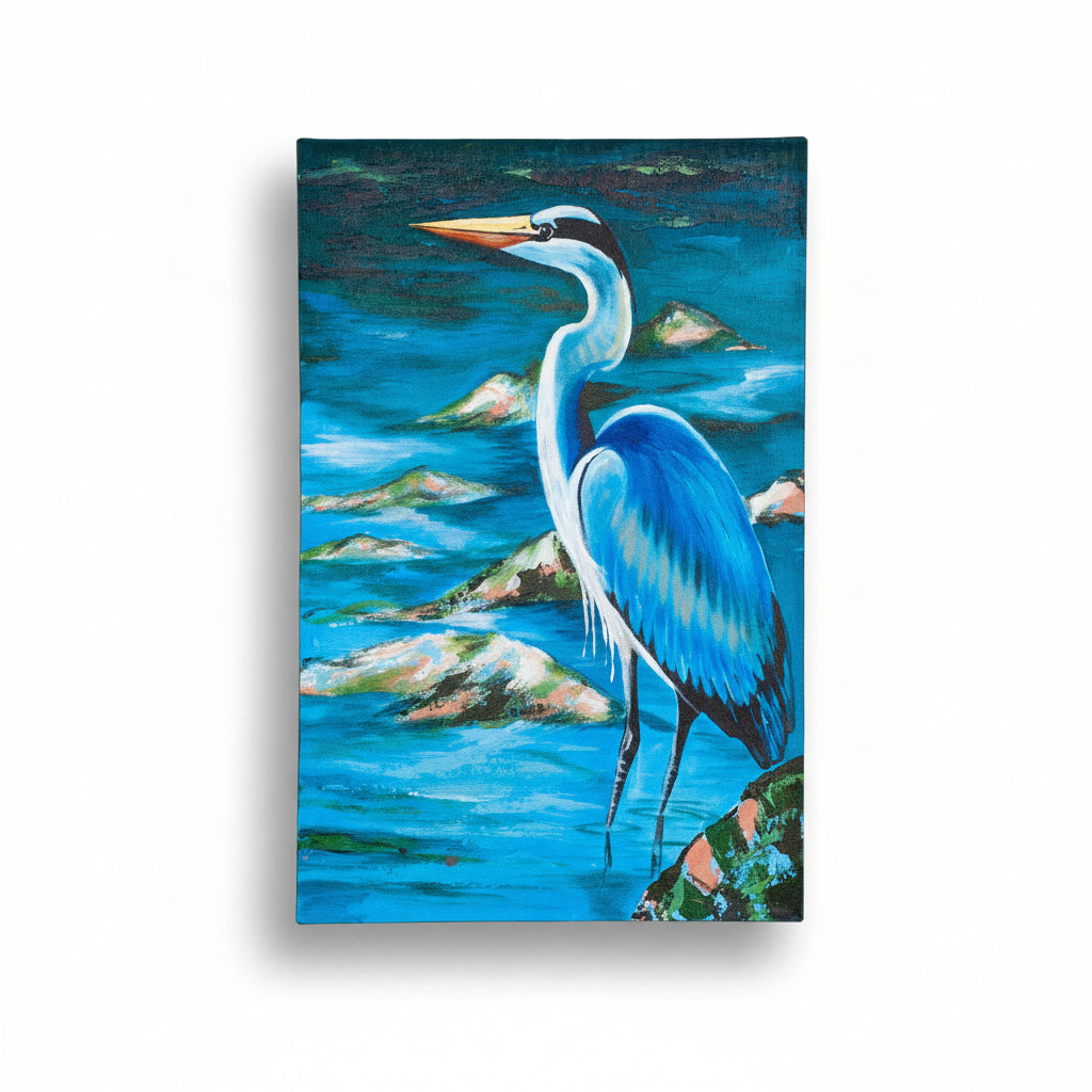 Great Blue Heron standing by the sea