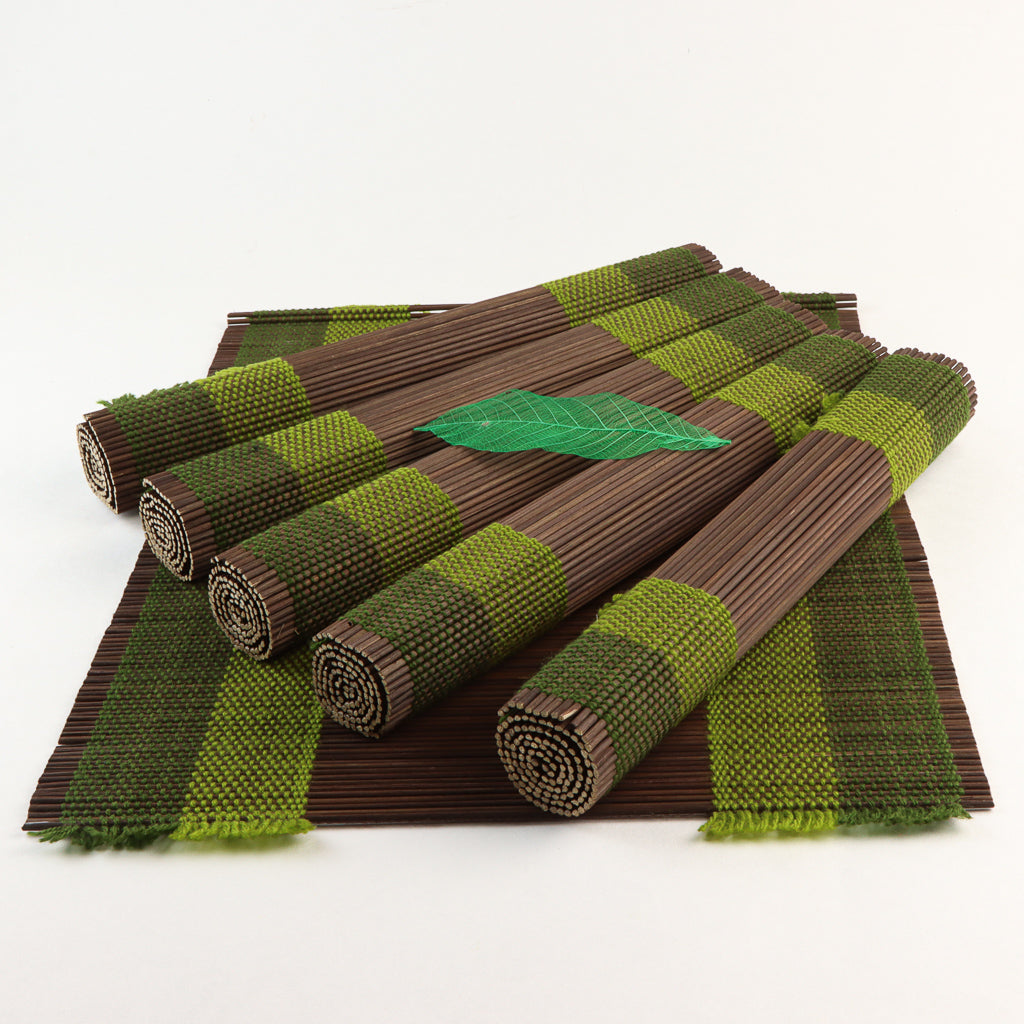 Bamboo Placemat - Set of 6 -  Green