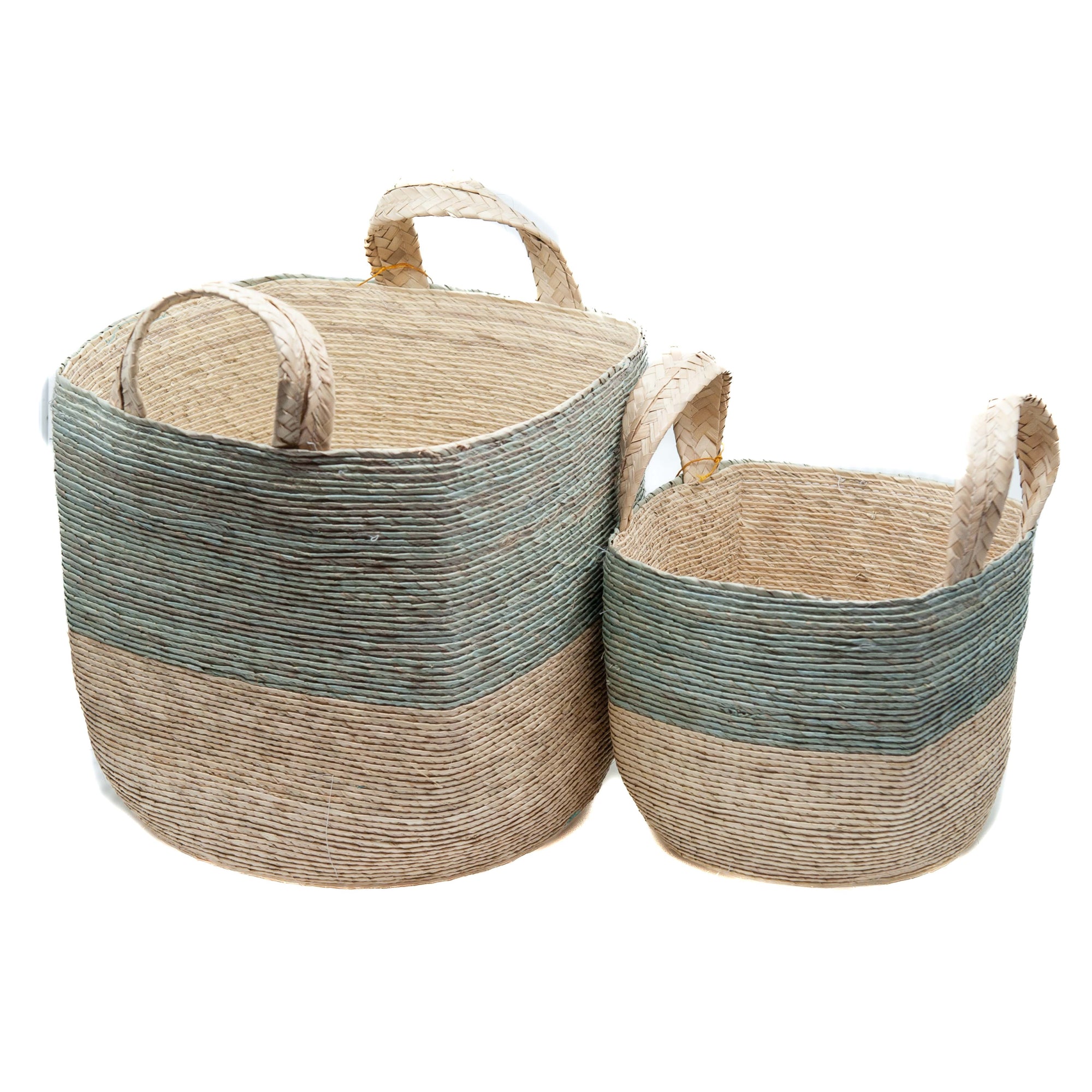 Palm Laundry Basket - Teal/Natural
