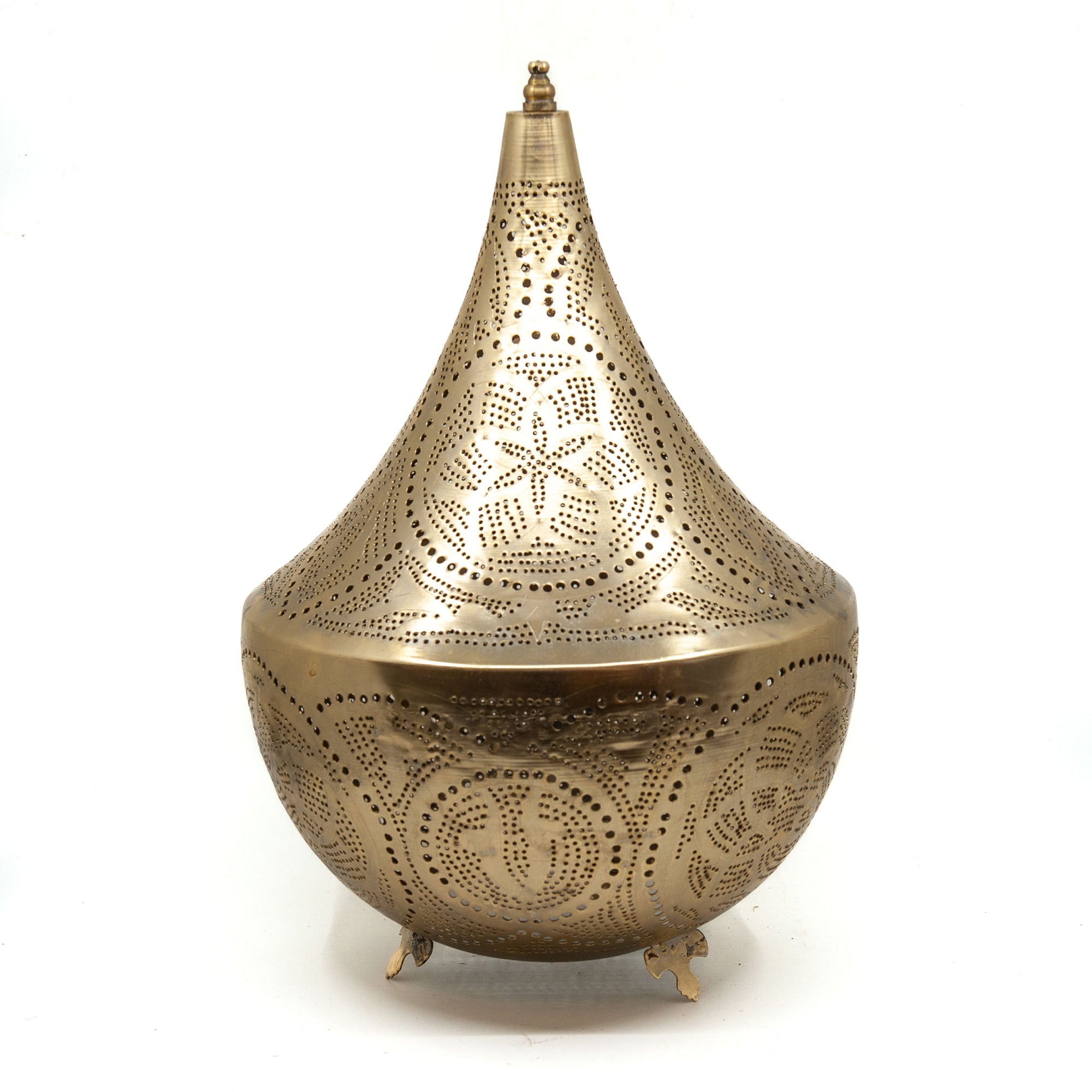 Egyptian Ornate Brass Table Lamp - Wide