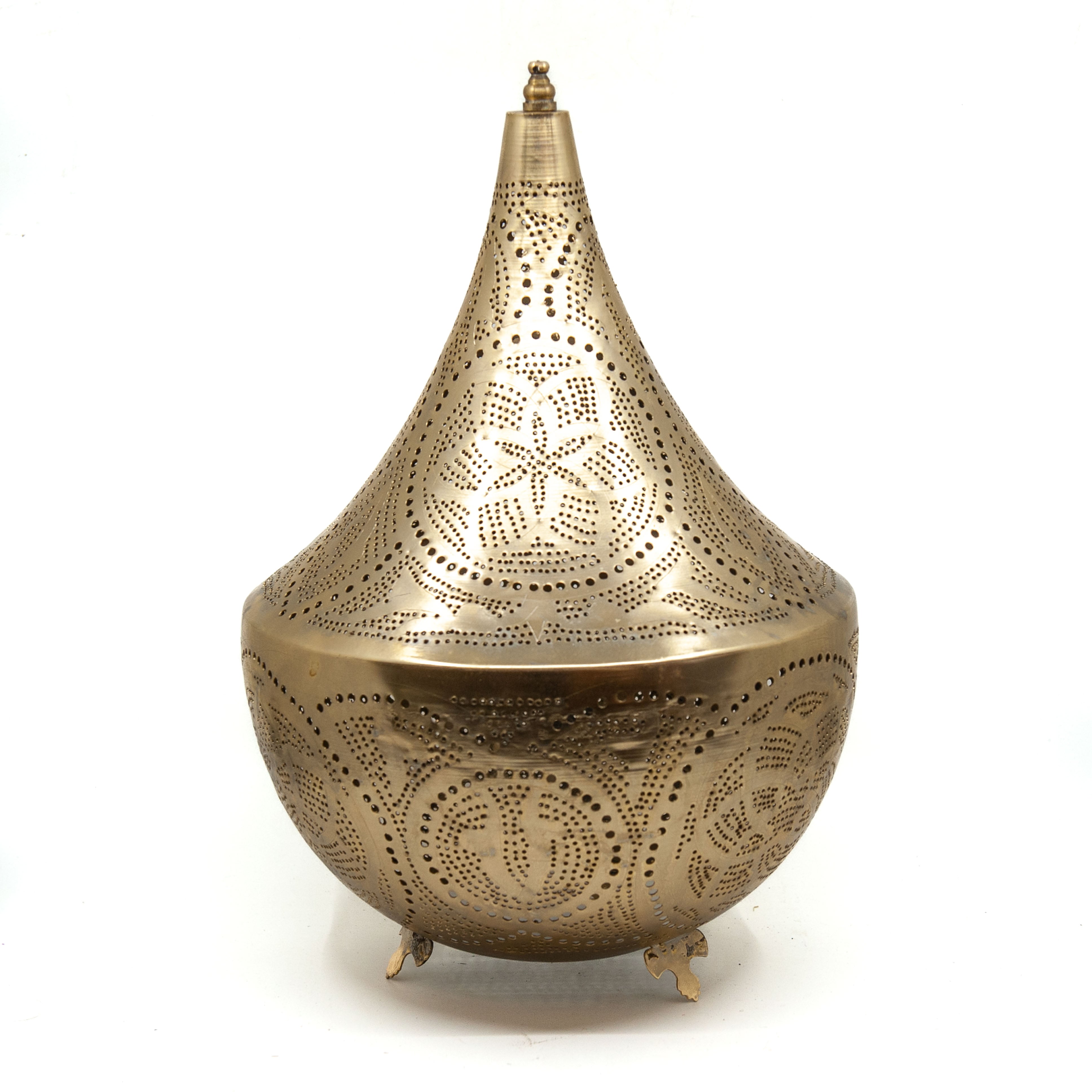 Egyptian Ornate Brass Table Lamp - Wide - One World Bazaar