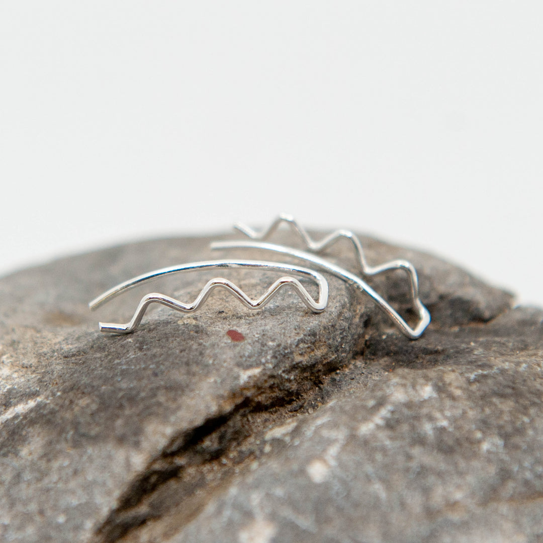 Wavy Silver Climber Earring
