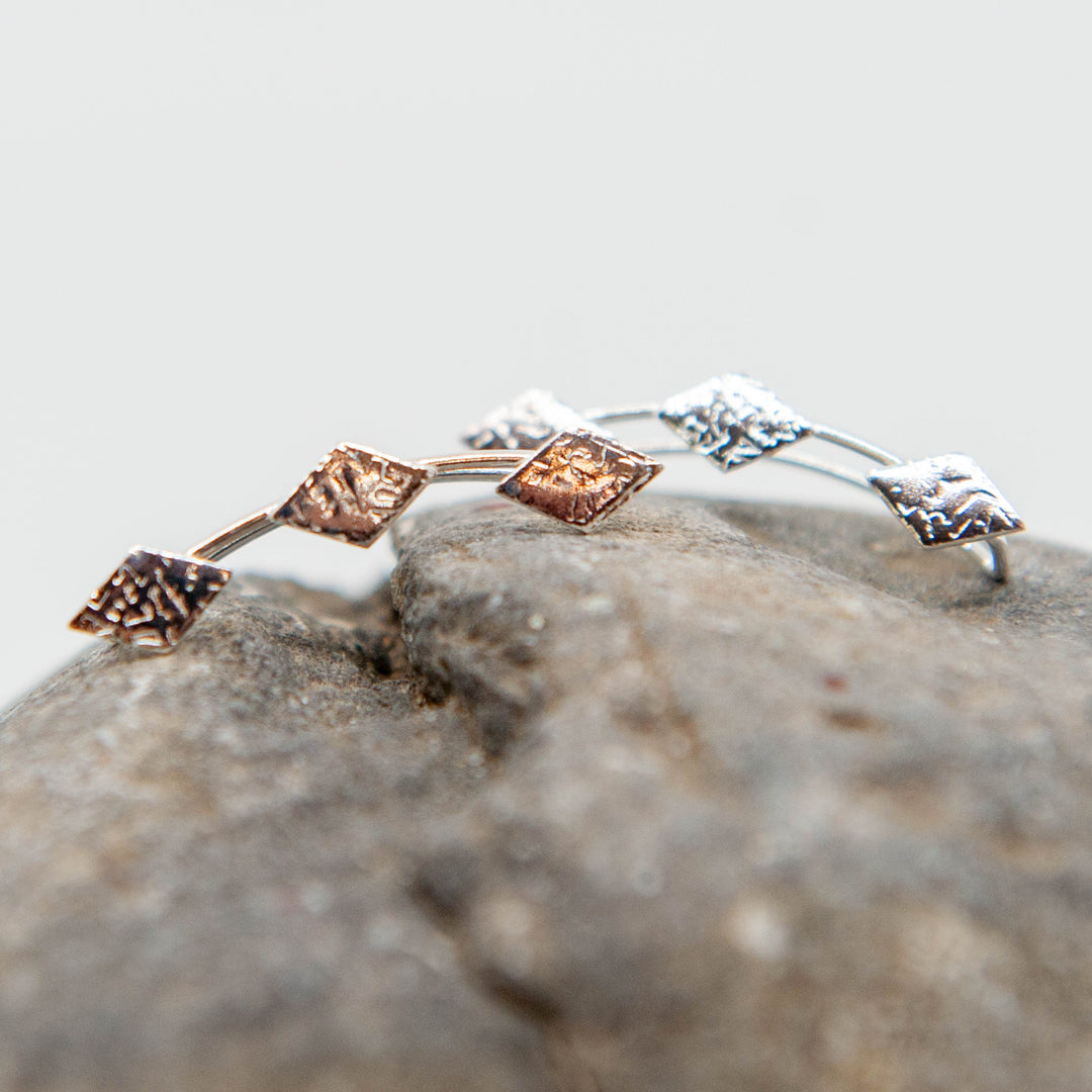 Silver 3 Diamond Climber Earring