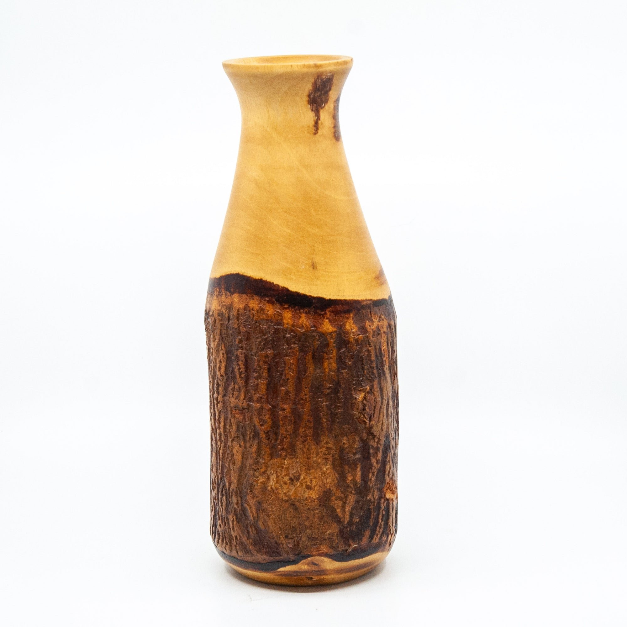Mango Wood Live Edge Carved Vase - 13"