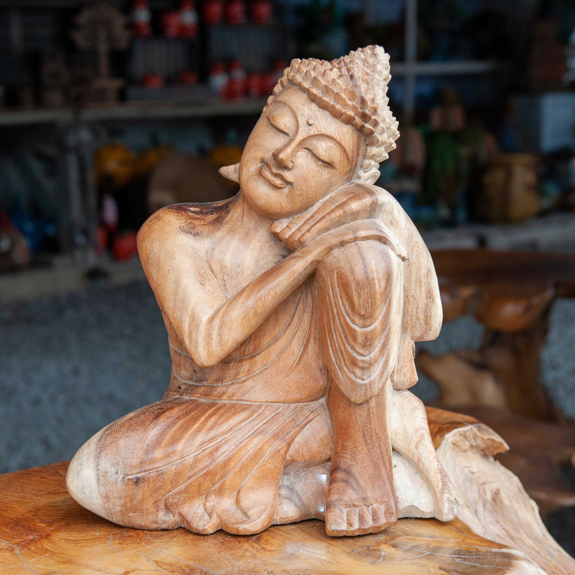 Dreaming Buddha Suar Wood - Medium