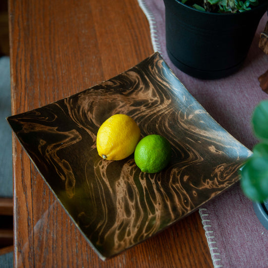 Mango Wood Large Square Plate - 12" (Tiger)