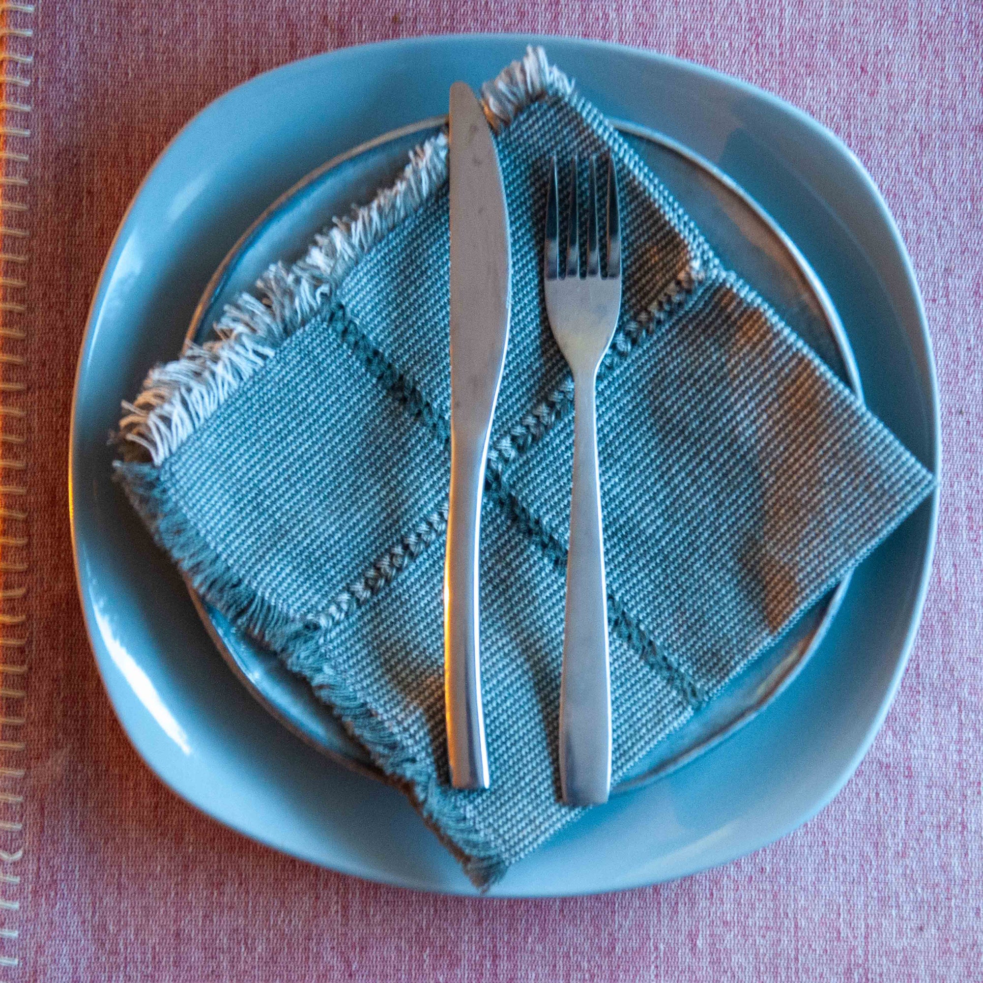 Serviette de table mexicaine en coton tissé à la main - Gris