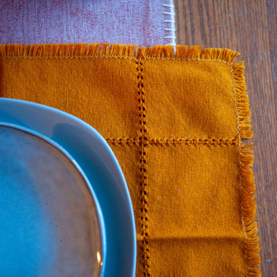 Set de Table Mexicain en Coton Tissé à la Main - Ocre