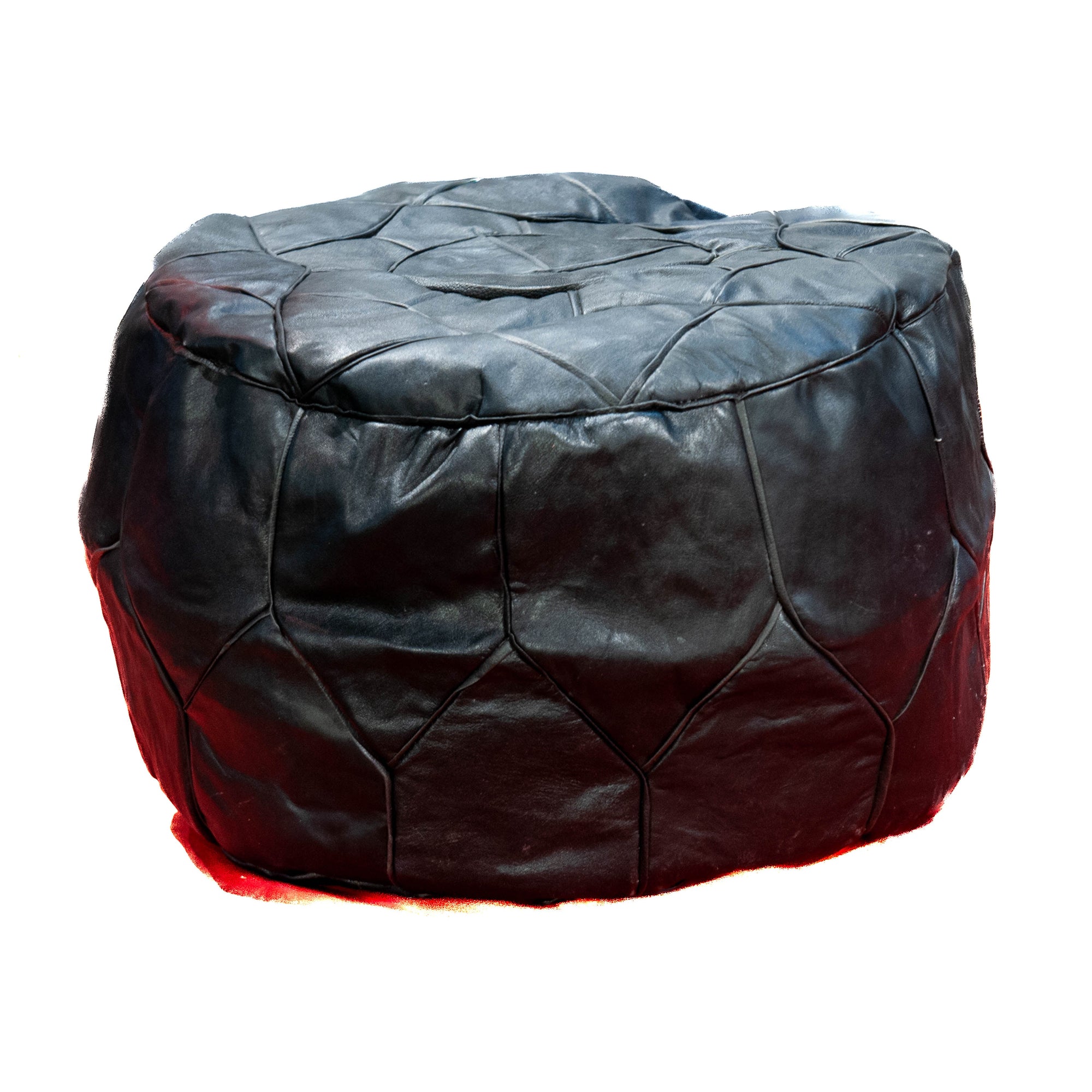 Egyptian Leather Smooth Pouf - Large