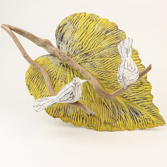Driftwood Birds on Lily Pads - Yellow