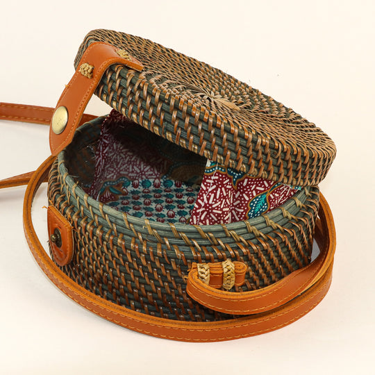 Sac Boho - Marron &amp; Gris - Rond