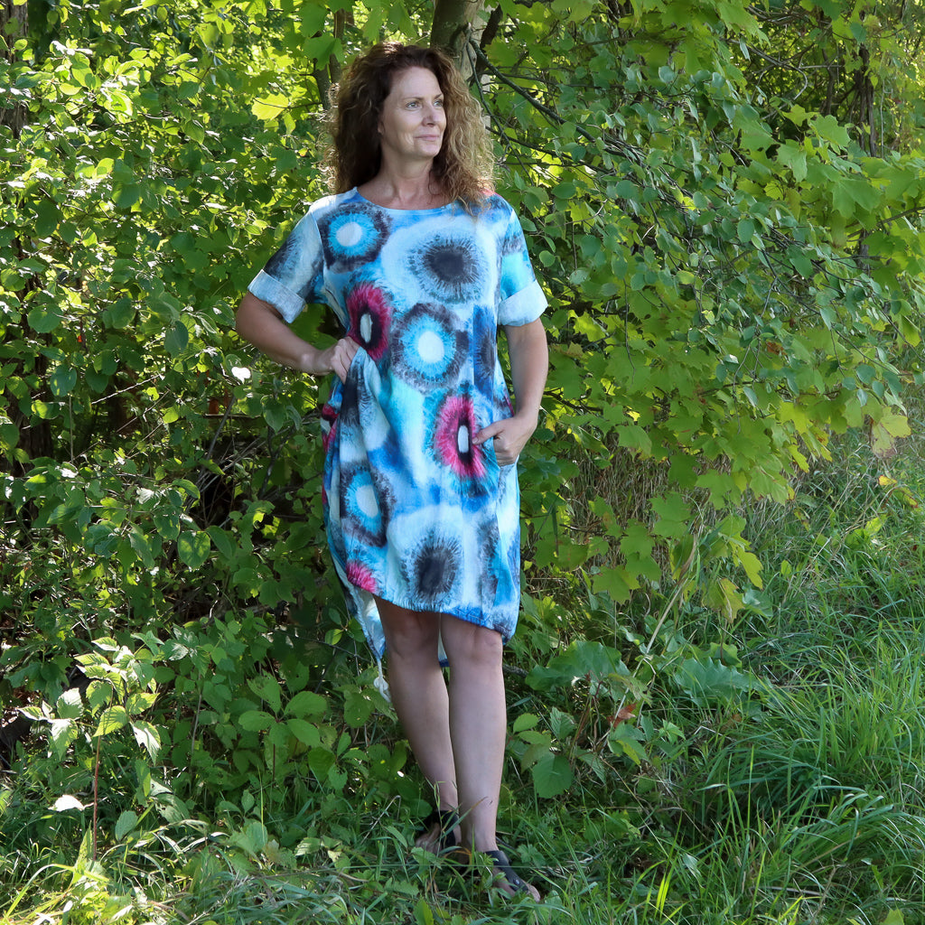 Tunic Print Dress with Side Pockets