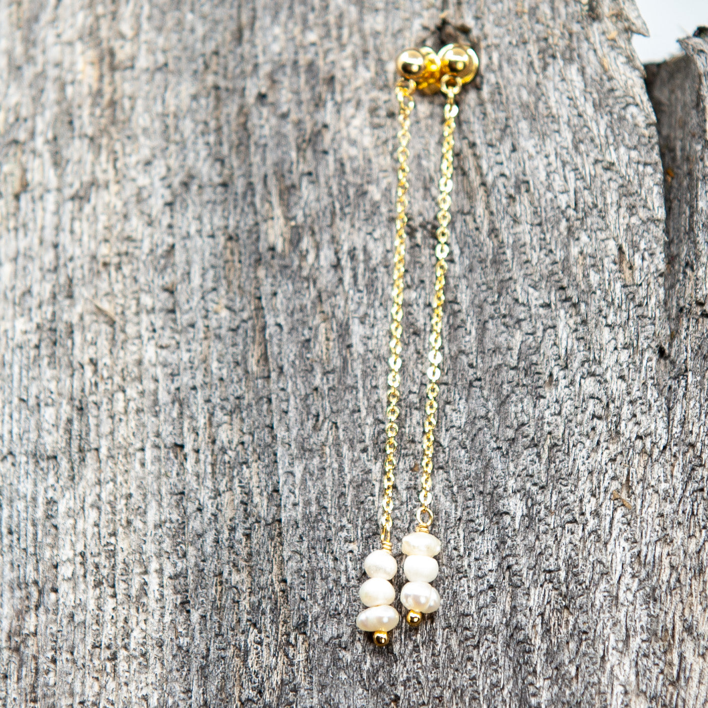 Gold and Pearl Dangle Earrings