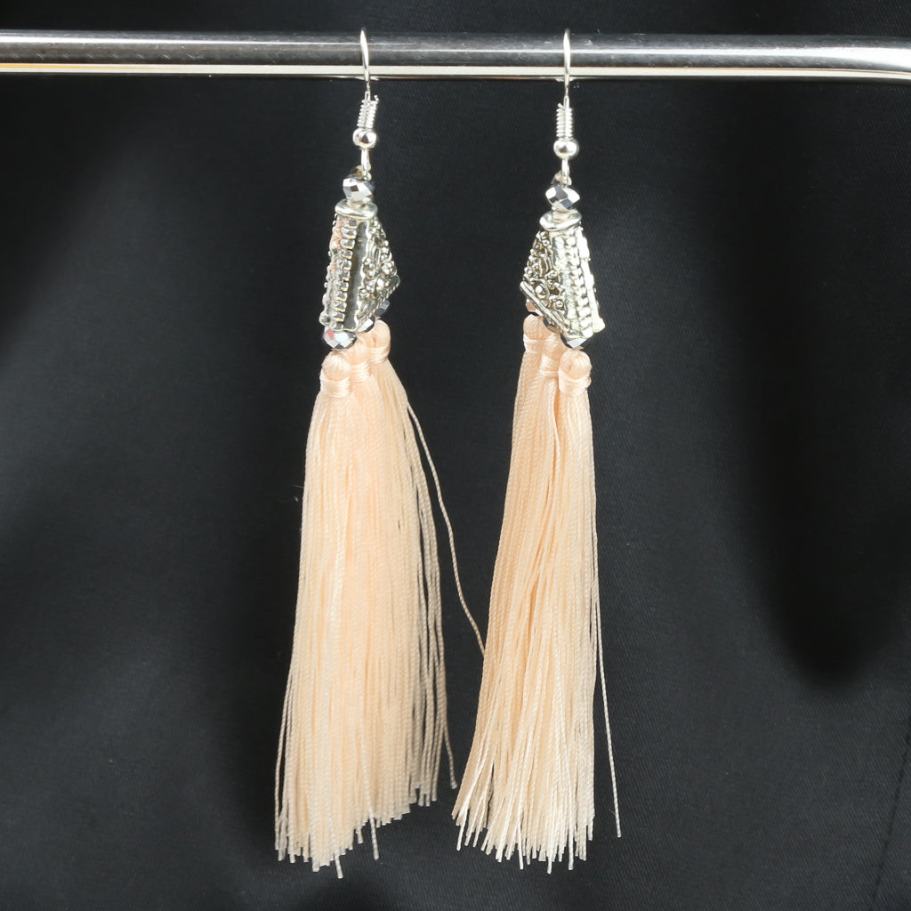 Silver Earrings w/ Pink Tassel