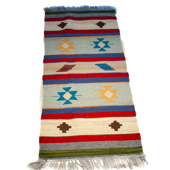 Egyptian Cotton Kilim - 1.4 M x 0.7 M - Blues