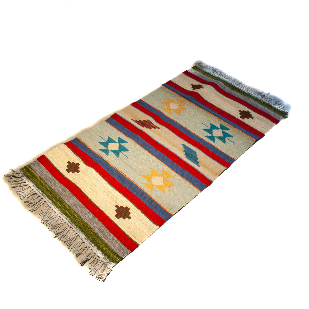 Egyptian Cotton Kilim - 1.4 M x 0.7 M - Blues