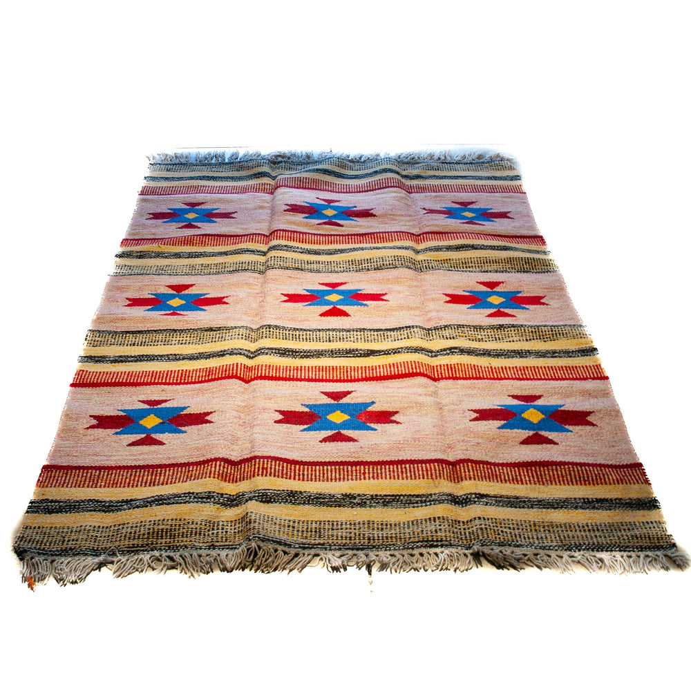 Egyptian Cotton Kilim - 2 M x 1.5 M - Pinkish/Yellow