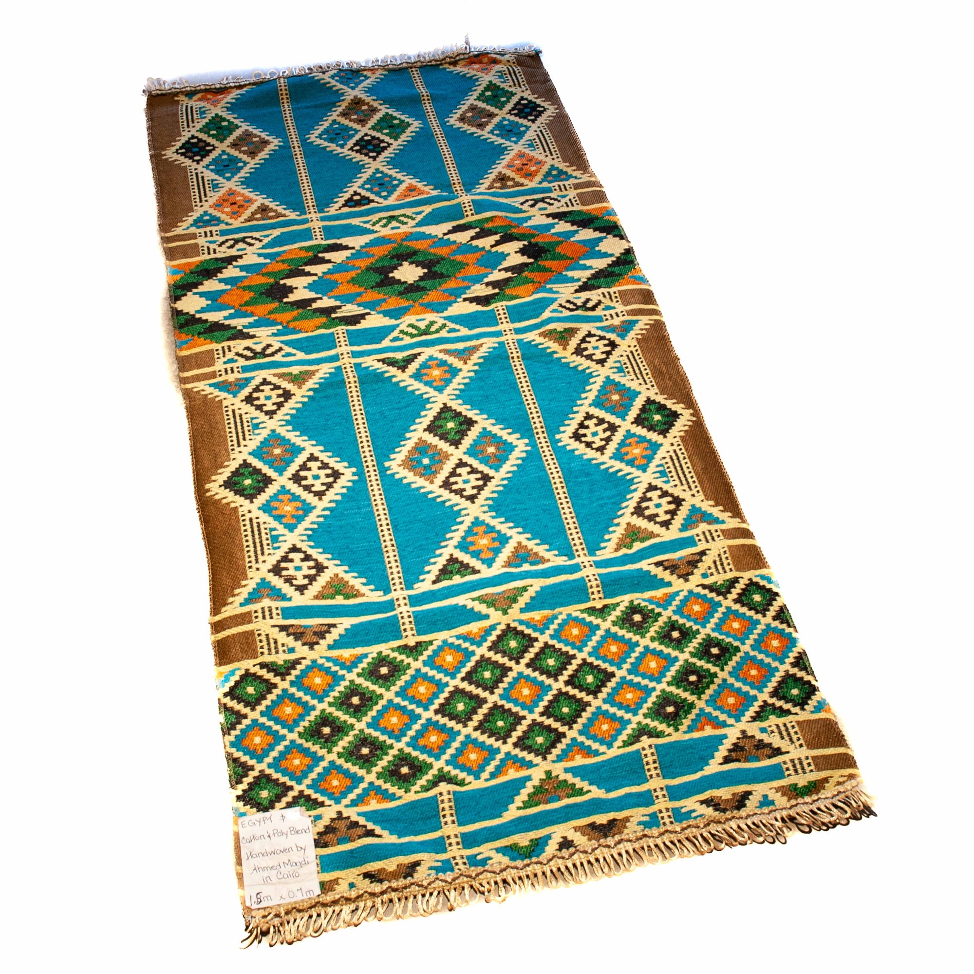Egyptian Cotton Pattern Rug - 1.5 M x 0.7 M - Blue