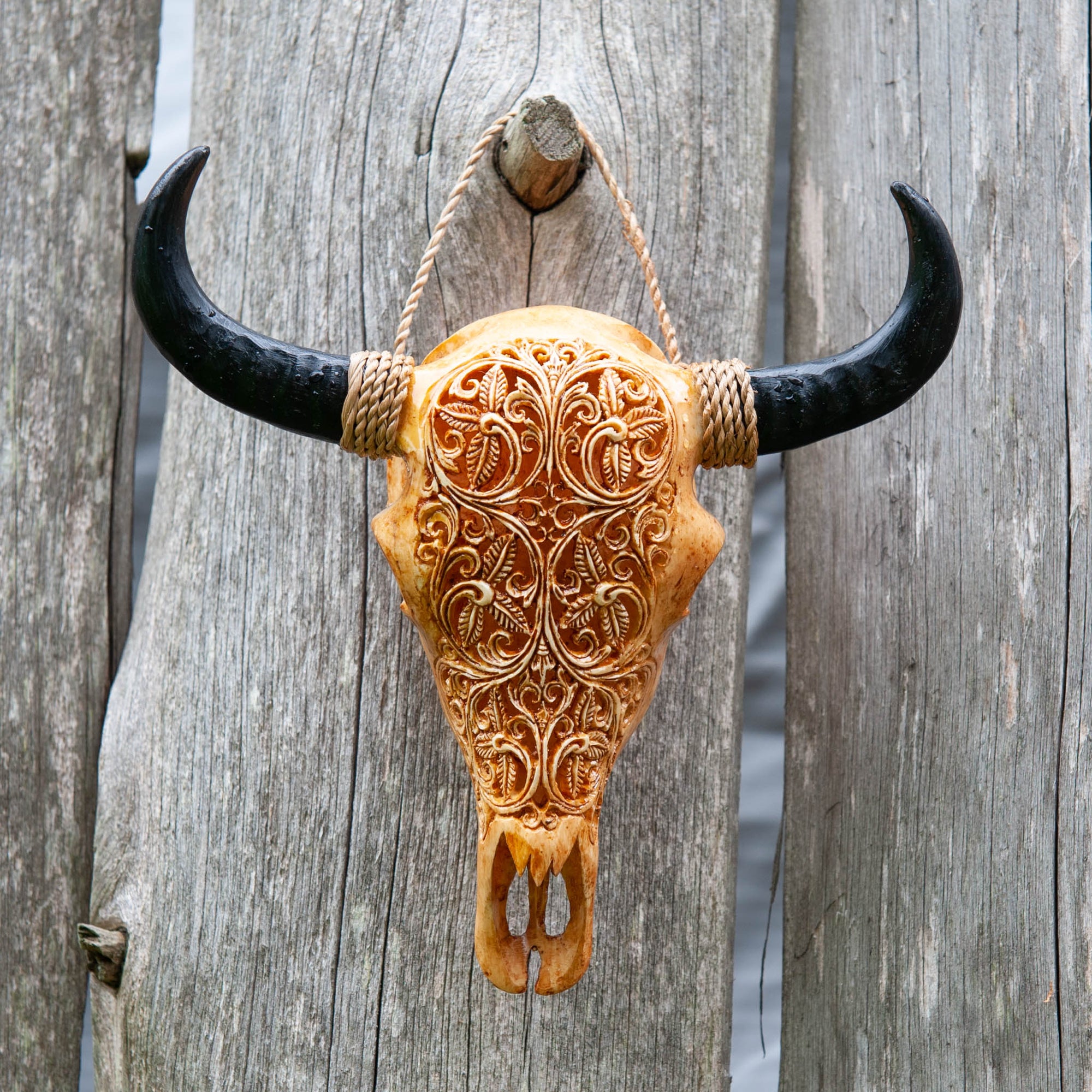 Amber Ornate Resin Skull - Small