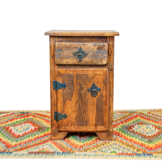 Table de bout mexicaine avec tiroir et porte - Brun