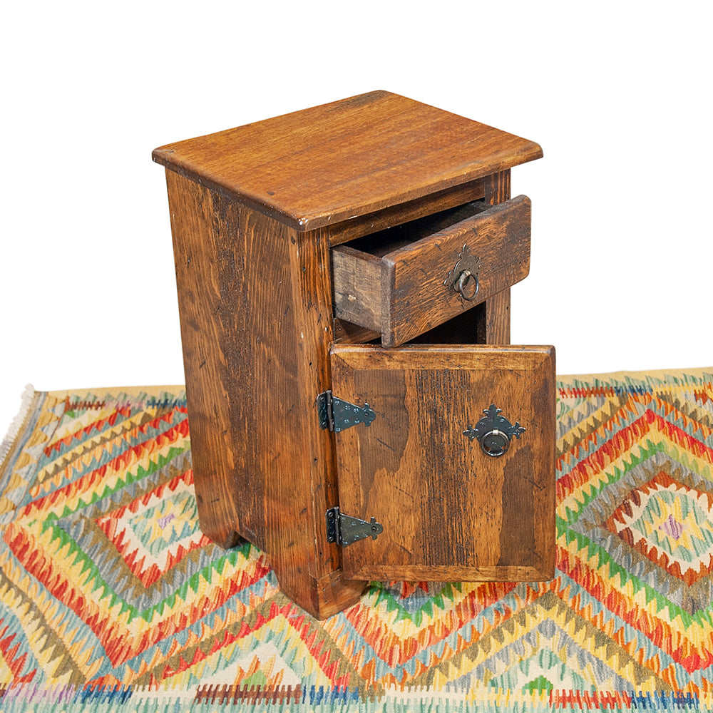 Table de bout mexicaine avec tiroir et porte - Brun