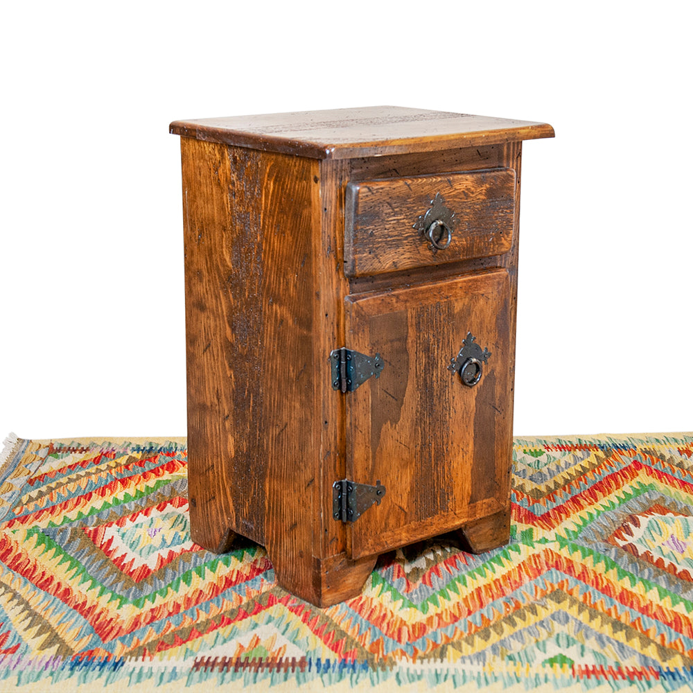 Table de bout mexicaine avec tiroir et porte - Brun