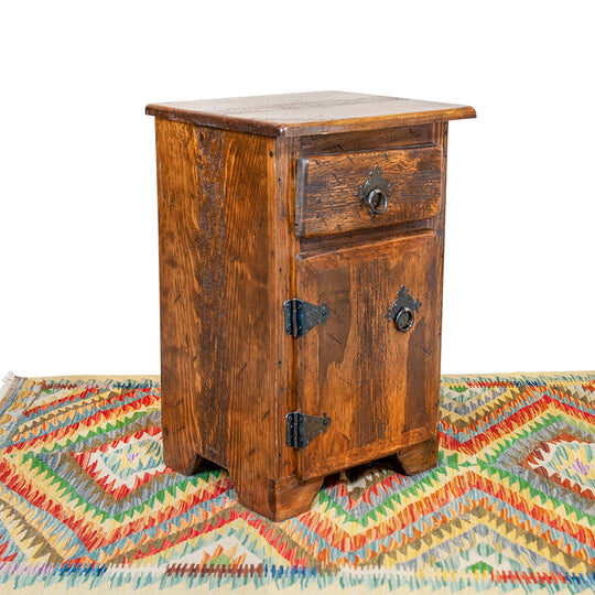 Table de bout mexicaine avec tiroir et porte - Brun