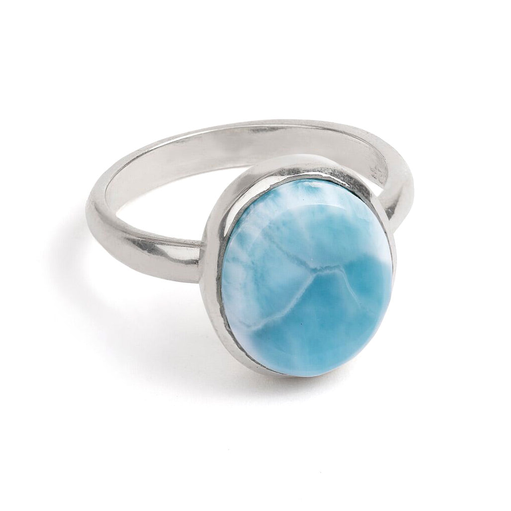 Falling Water Oval Larimar Ring