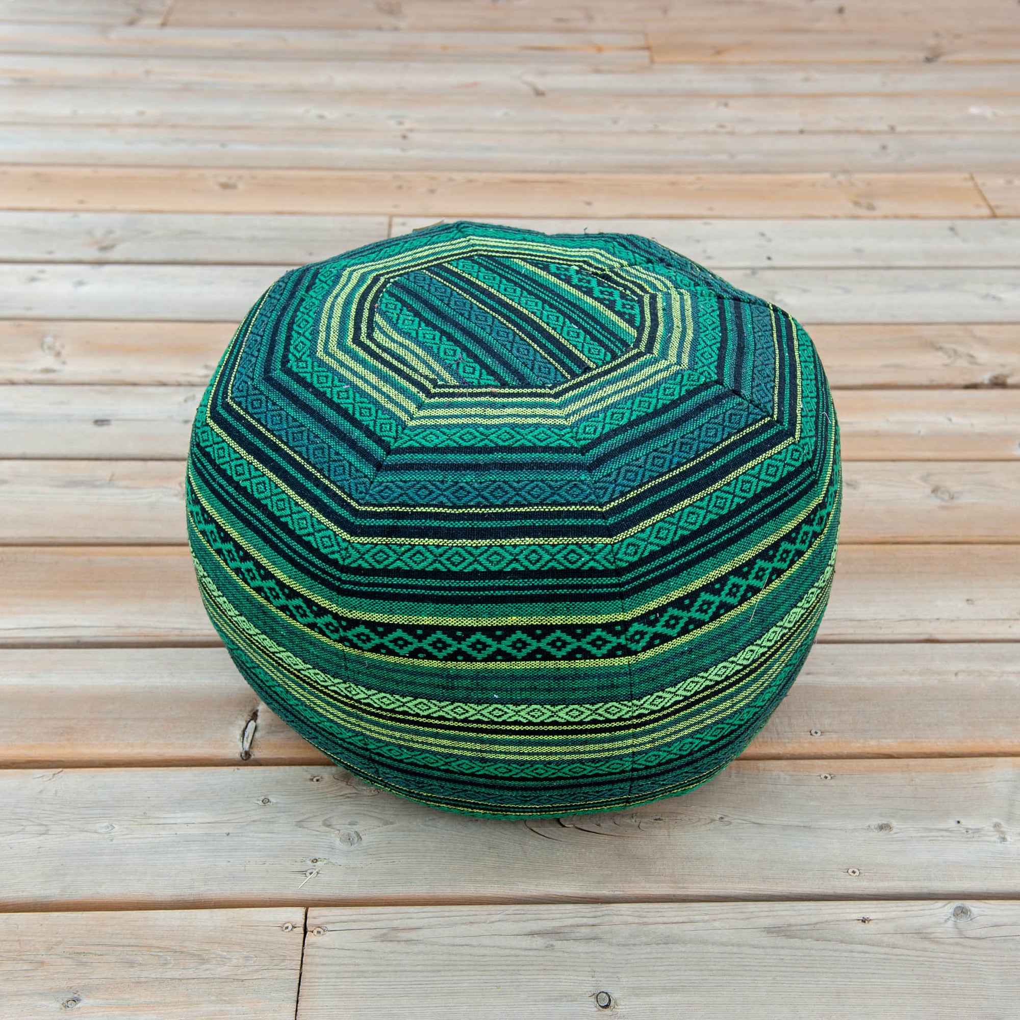 Pouf en Coton Tissé - Vert Forêt