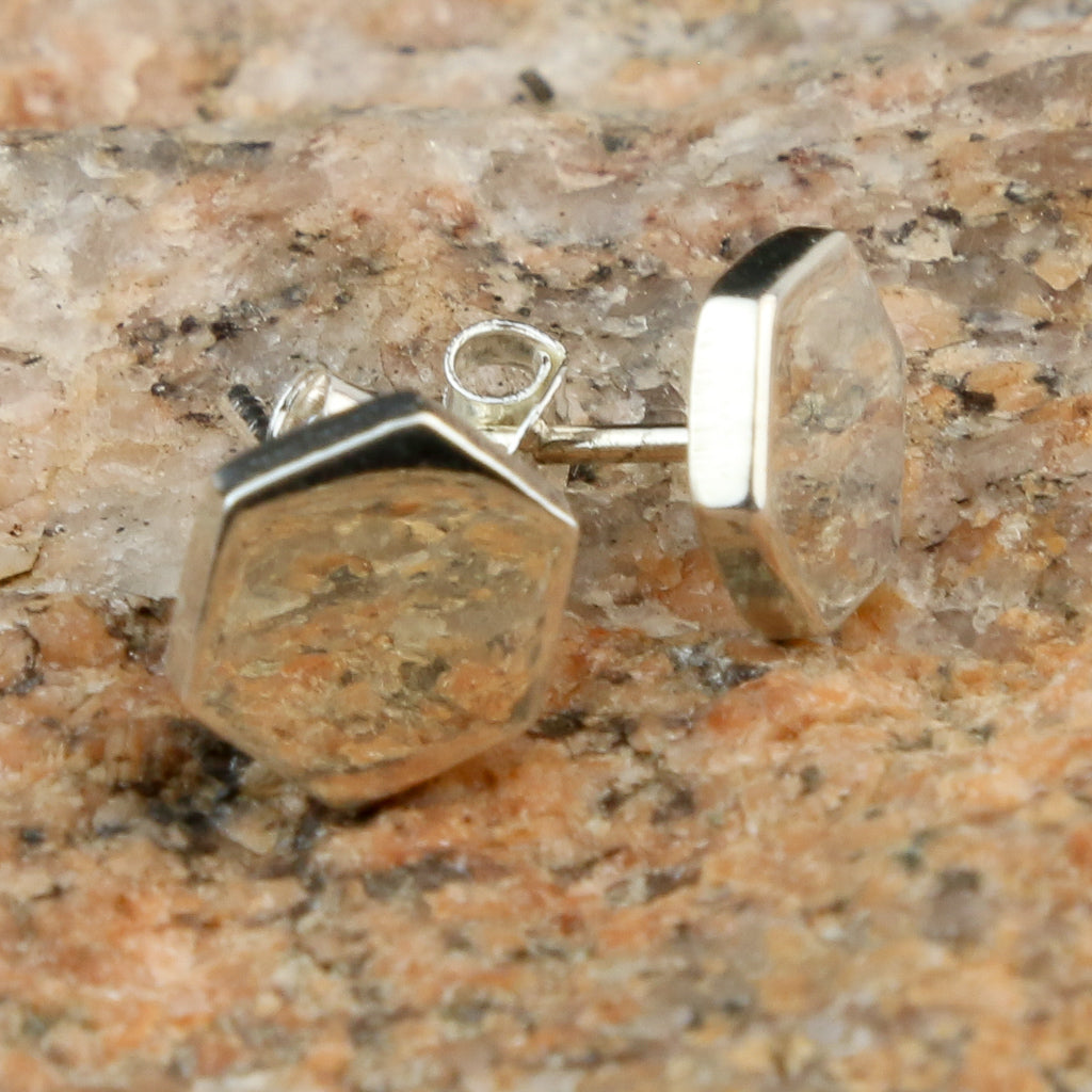 Boucles d'oreilles à tige plate hexagonale en argent