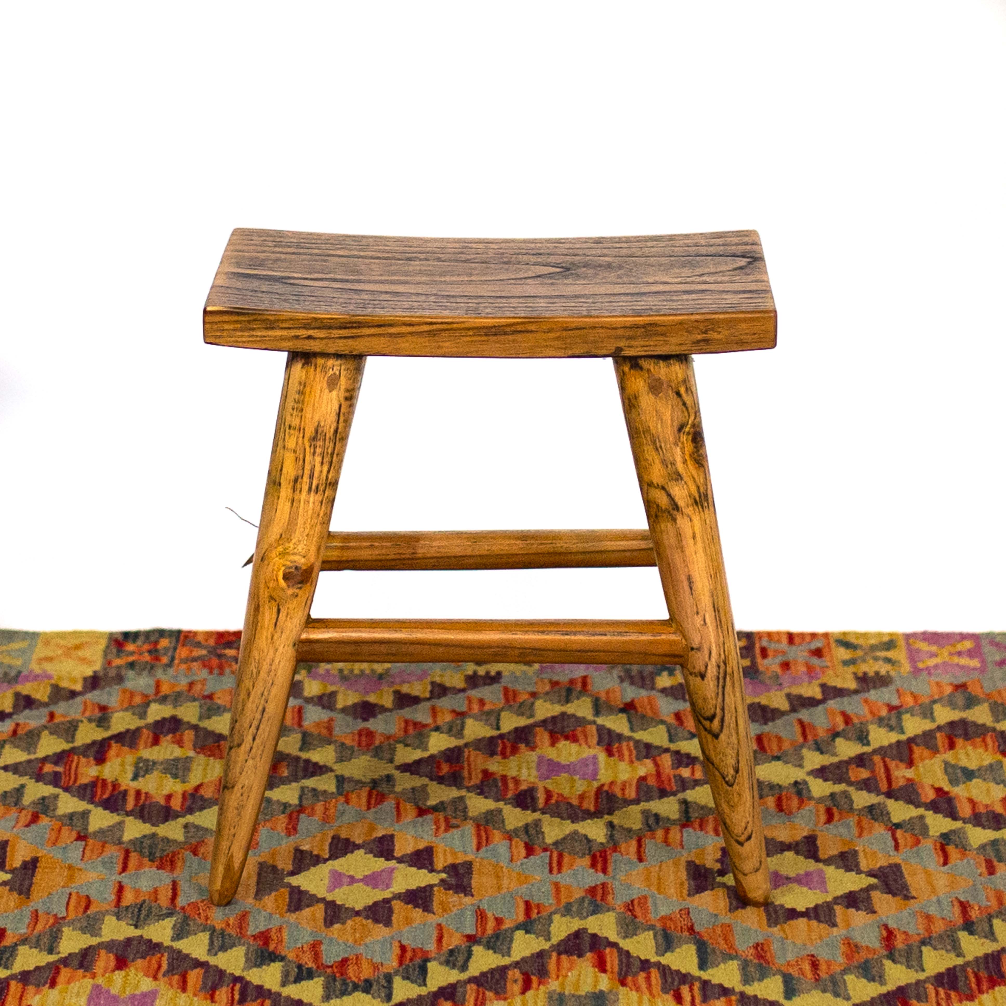 Rustic Rectangle Reclaimed Teak Wood Stool – One World Bazaar