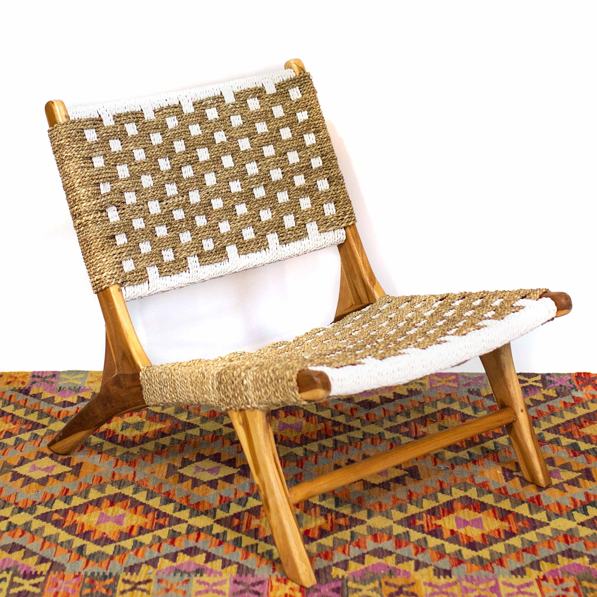 Photo of Seagrass Woven Lounge Chair - Natural and white