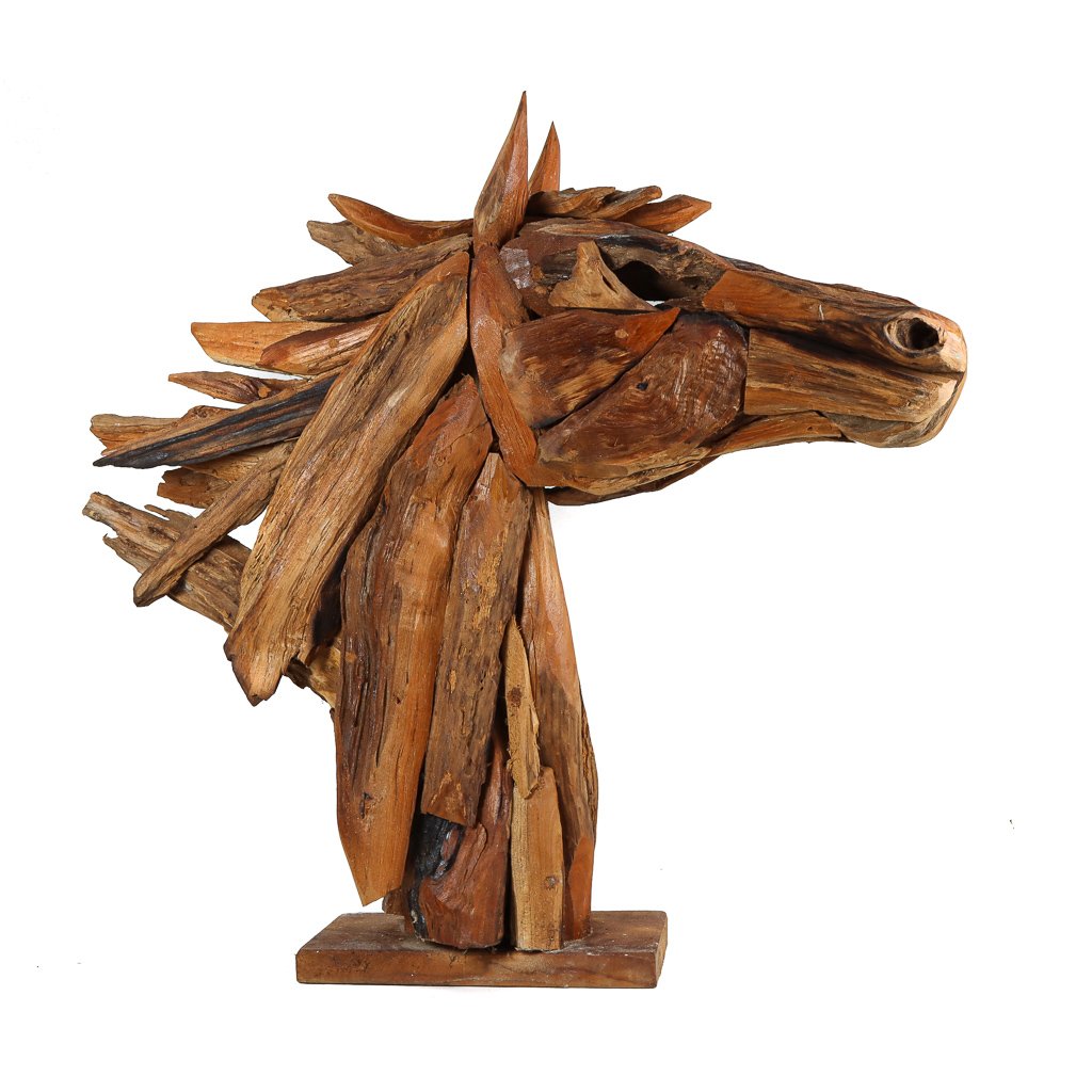 Small Horse Head - In Motion -  On Wood Base