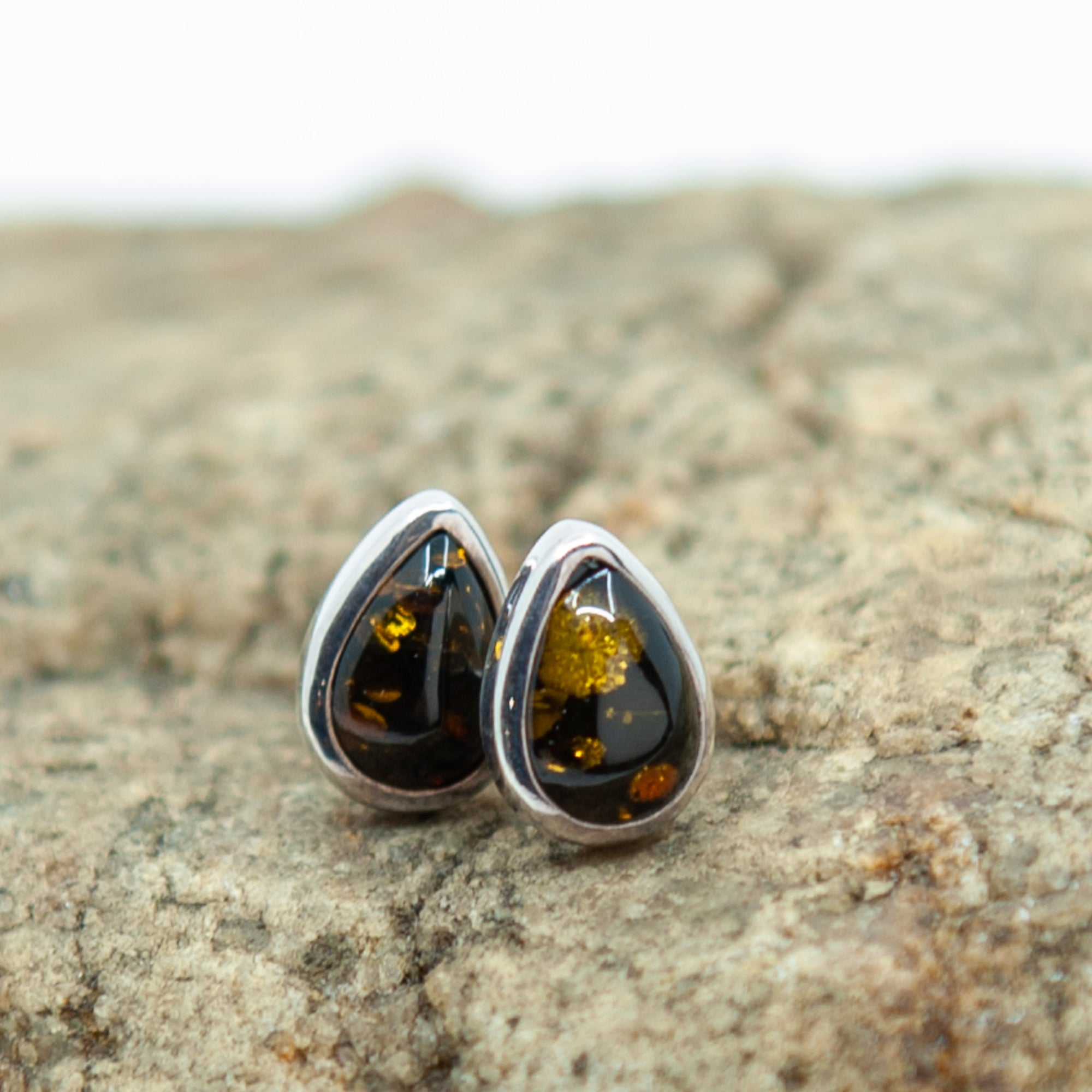 Amber Teardrop Studs