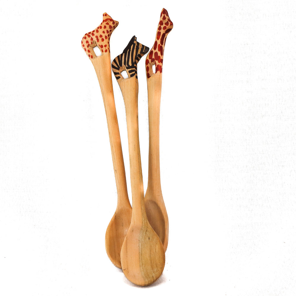 Cuillère à mélanger girafe peinte