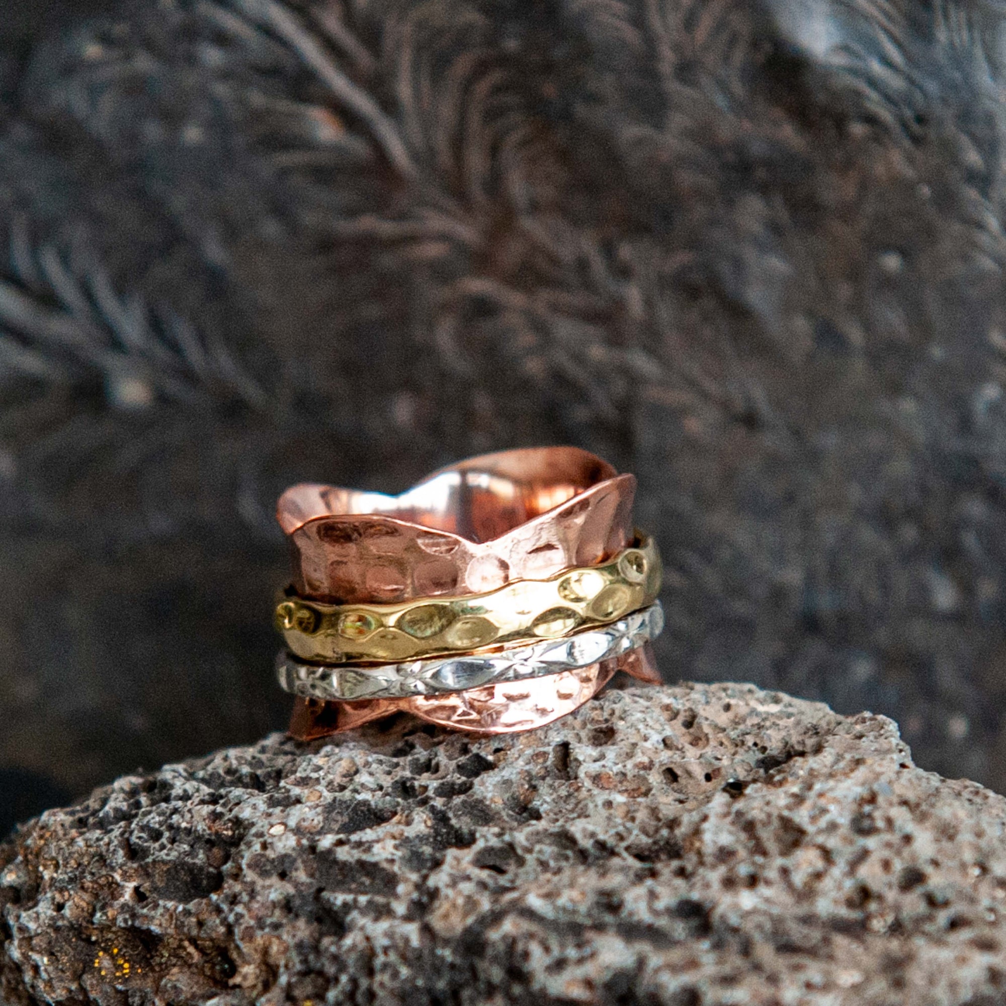 Meditation Copper Multi Band Ring