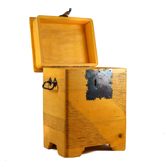 Coffre de table de bout haut jaune