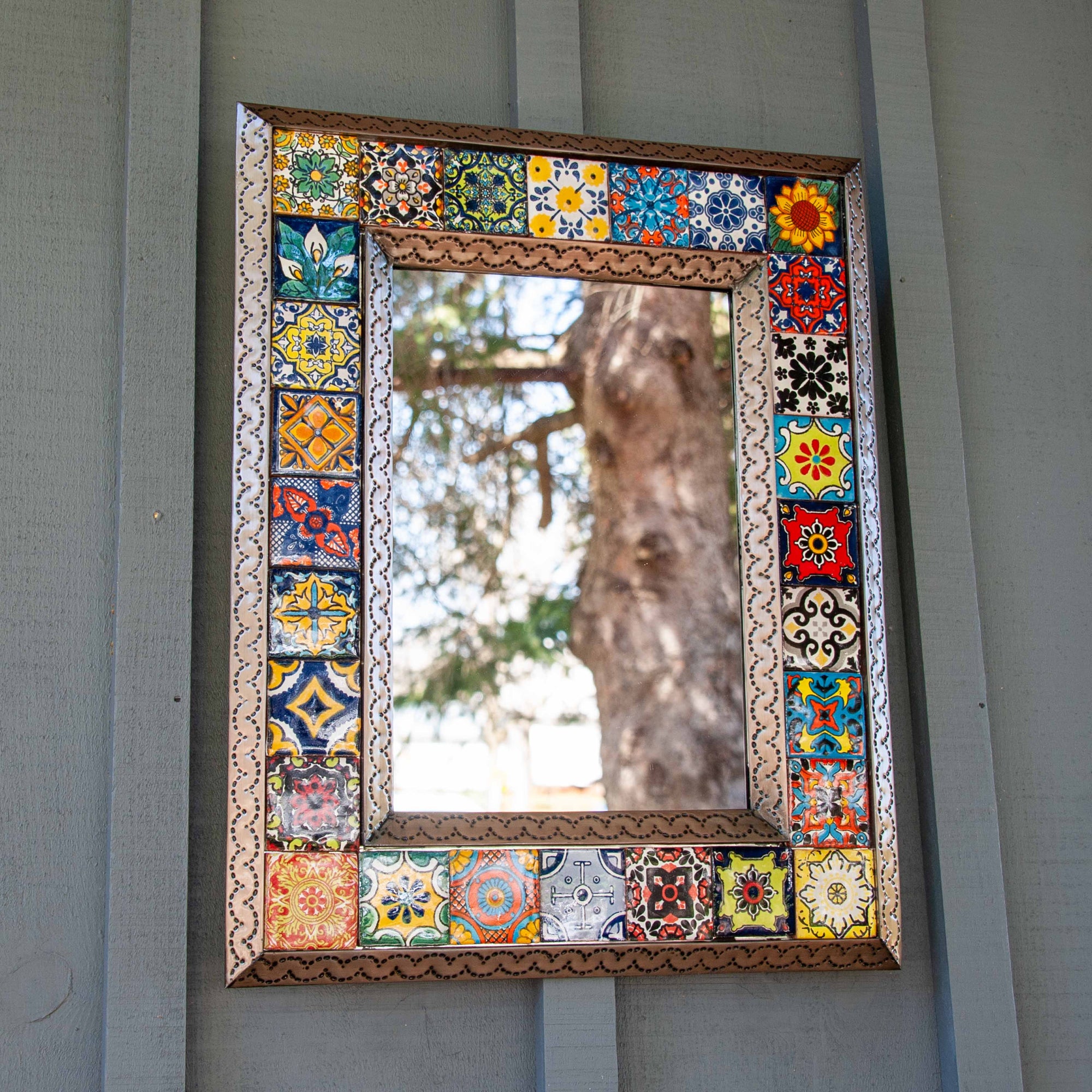 Mexico Talavera Style Mirror - Slim Rectangle