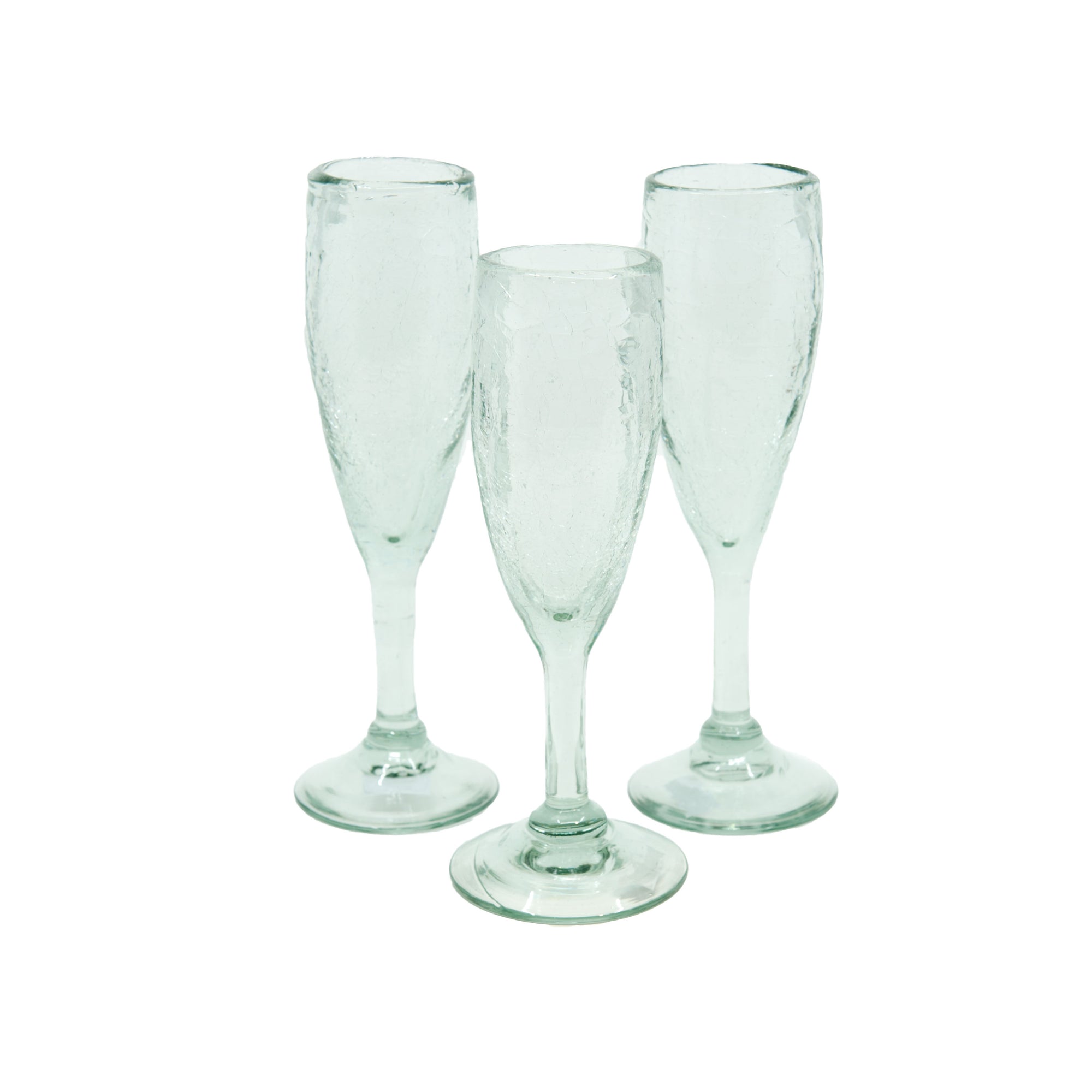 Mexican Champagne Glass - Clear Crackle  - 8"